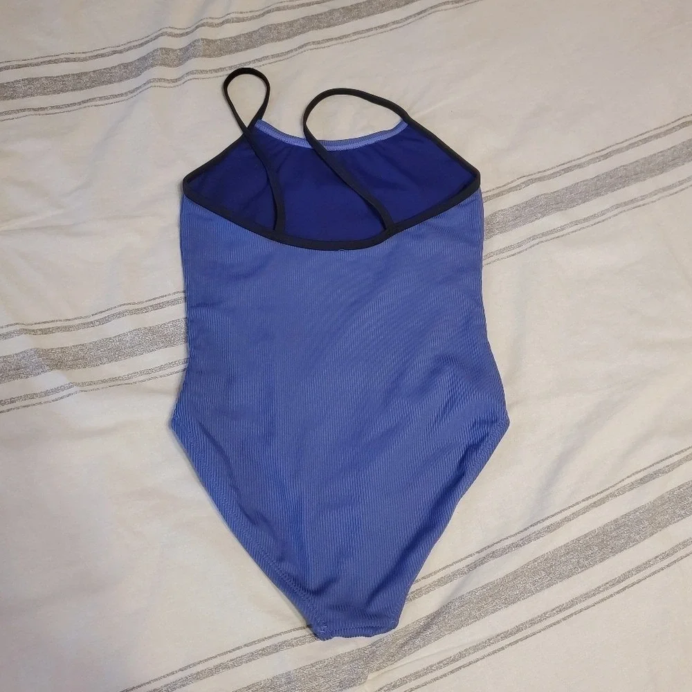 Under Armour Logo-Trim Ribbed One-Piece Swimsuit‎ Purple UPF 30+ Youth SZ:12